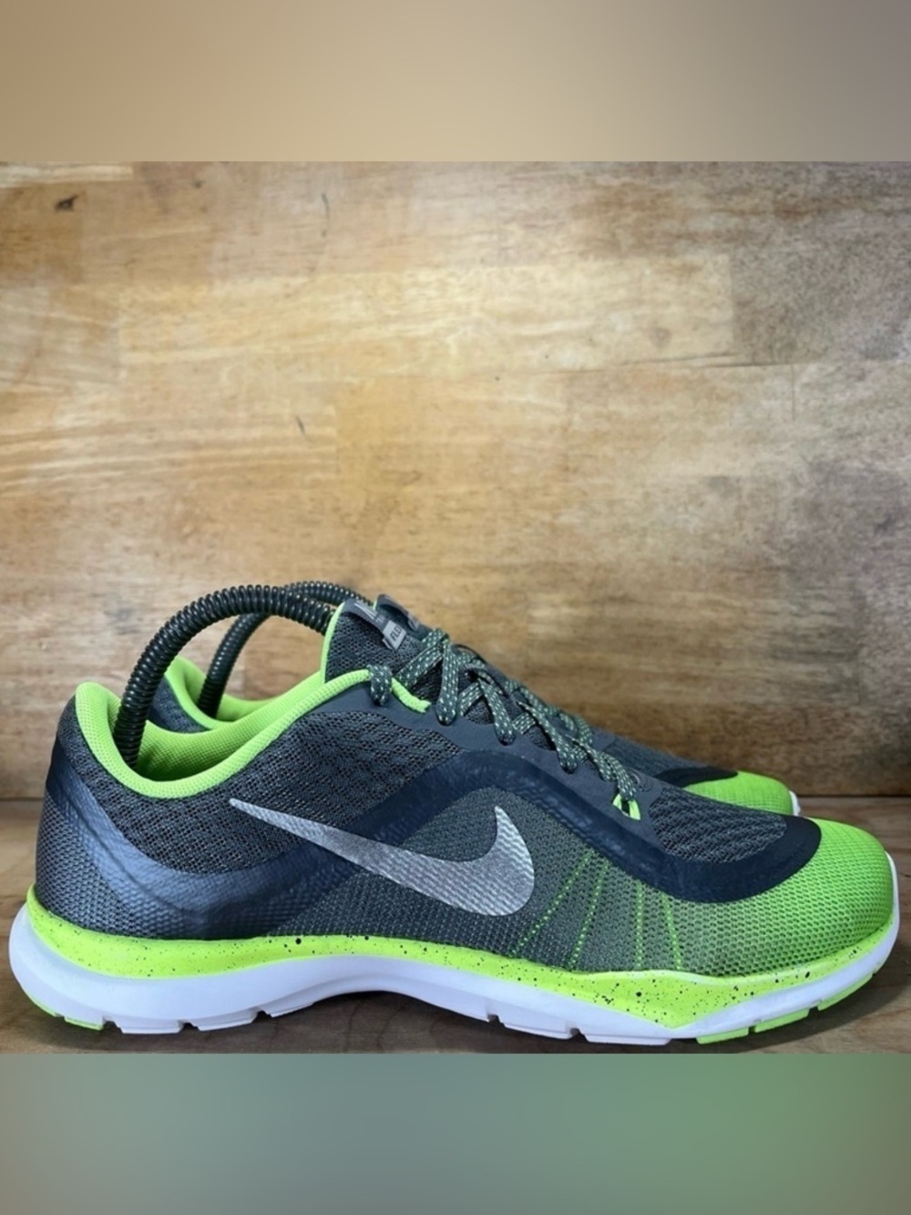 Nike Flex Trainer 6 Womens Sz 8.5 Training Shoes Sneakers Gray Green 831578-006